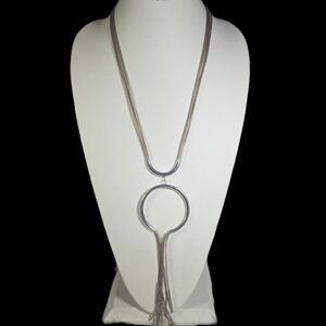 Paparazzi Silver And Ligth Brown Necklace with Circular Accents Long